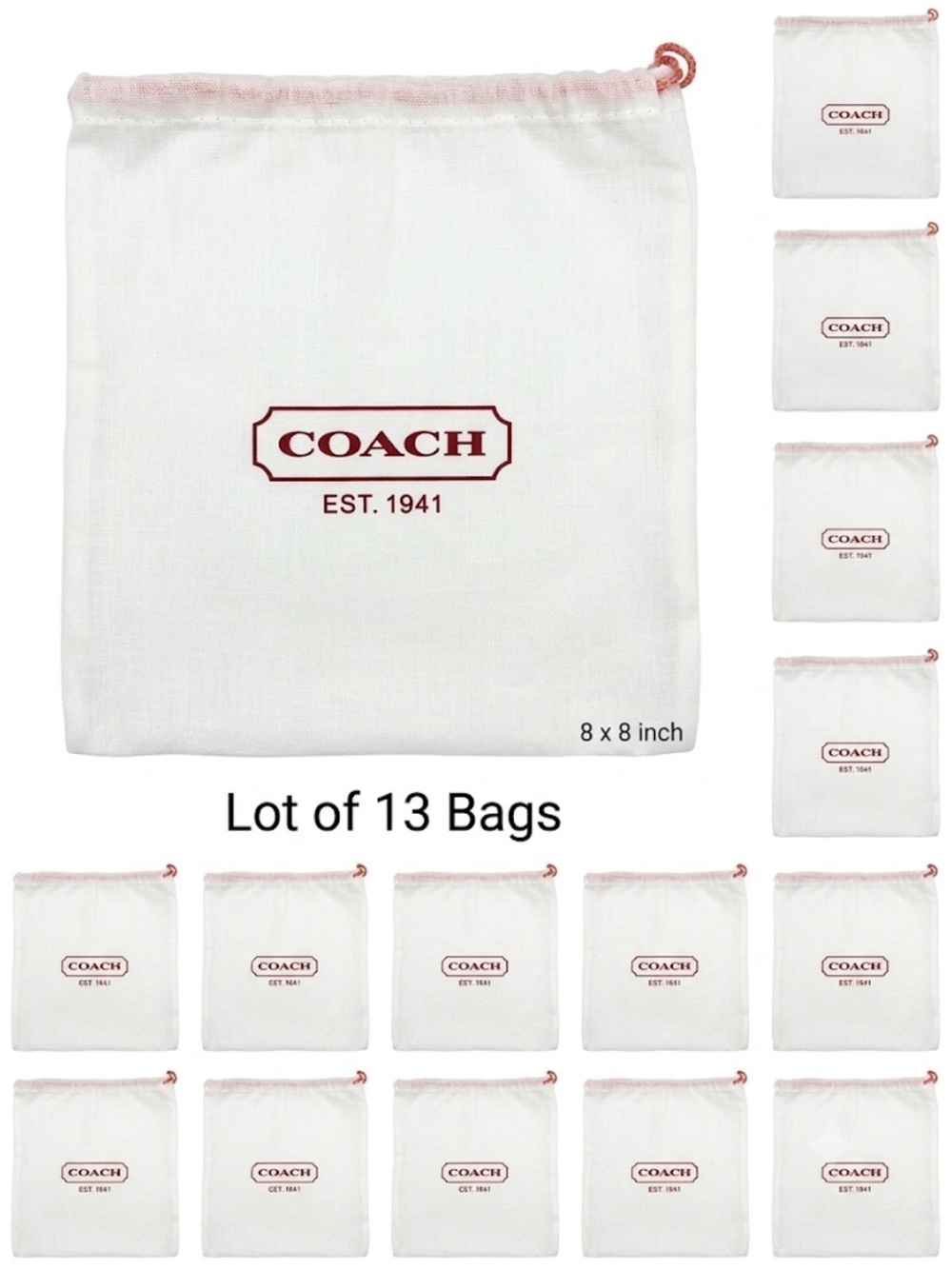 Lot of 13 8” by 8” Coach Dust Bags